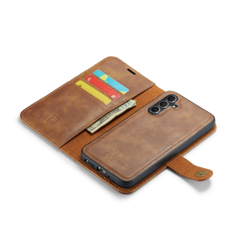 For Samsung Galaxy A34 5G DG.MING Crazy Horse Texture Detachable Magnetic Leather Case(Brown)