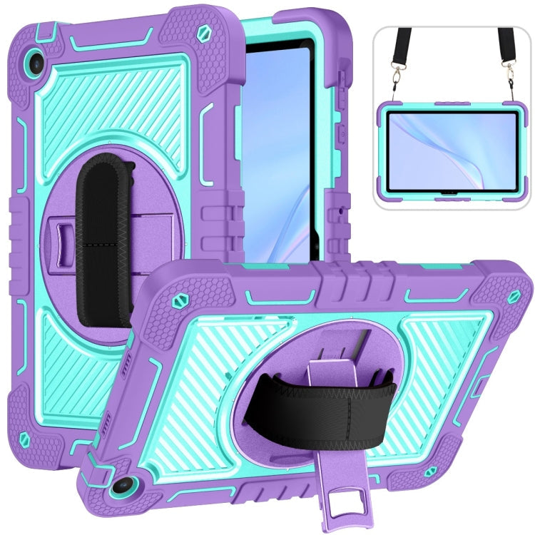 For Huawei MatePad SE 10.4 360 Degree Rotation PC Contrast Silicone Tablet Case(Purple  Mint Green)