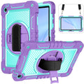 For Huawei MatePad SE 10.4 360 Degree Rotation PC Contrast Silicone Tablet Case(Purple  Mint Green)