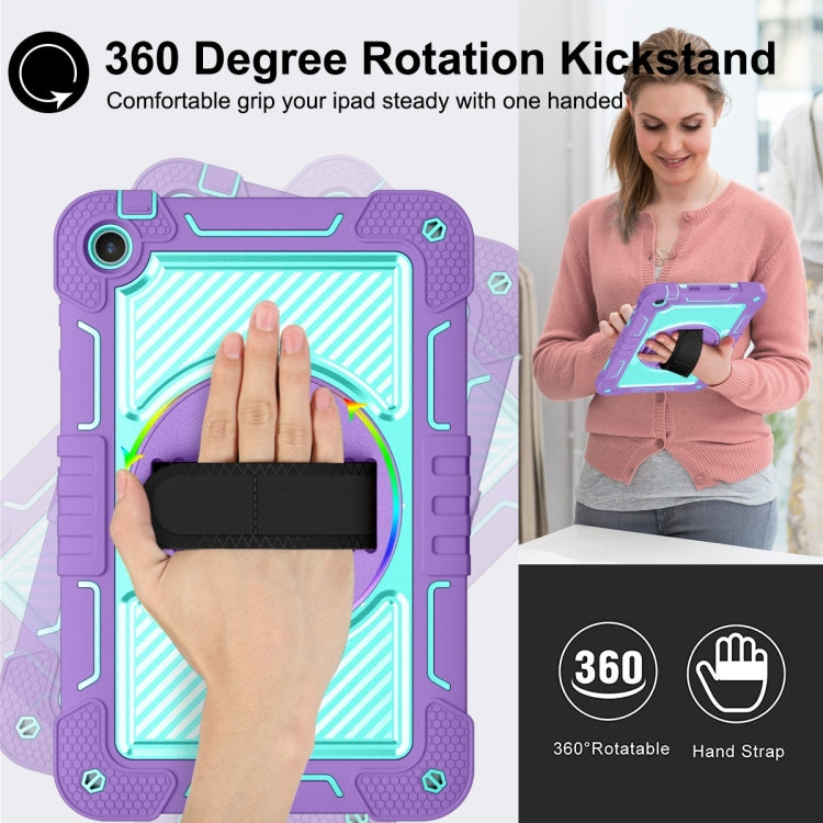 For Huawei MatePad SE 10.4 360 Degree Rotation PC Contrast Silicone Tablet Case(Purple  Mint Green)