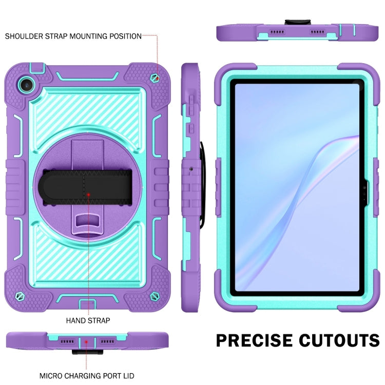 For Huawei MatePad SE 10.4 360 Degree Rotation PC Contrast Silicone Tablet Case(Purple  Mint Green)
