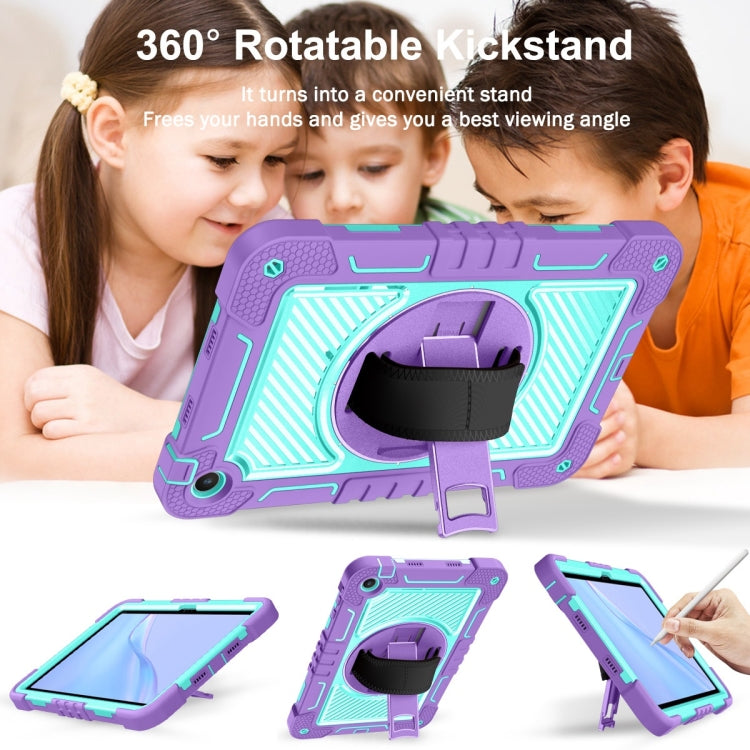For Huawei MatePad SE 10.4 360 Degree Rotation PC Contrast Silicone Tablet Case(Purple  Mint Green)
