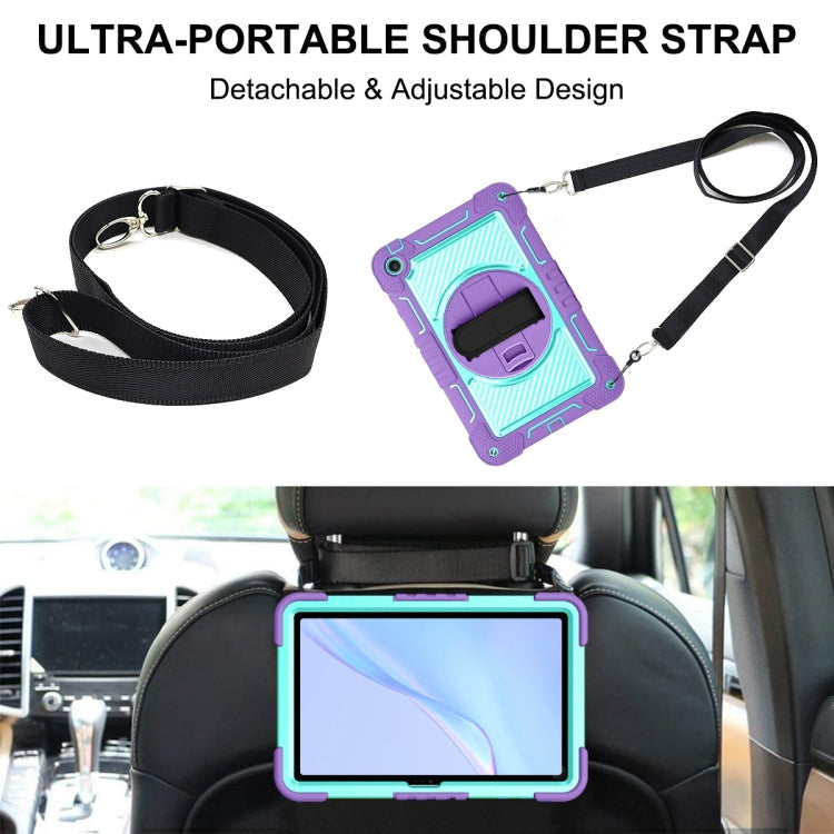 For Huawei MatePad SE 10.4 360 Degree Rotation PC Contrast Silicone Tablet Case(Purple  Mint Green)