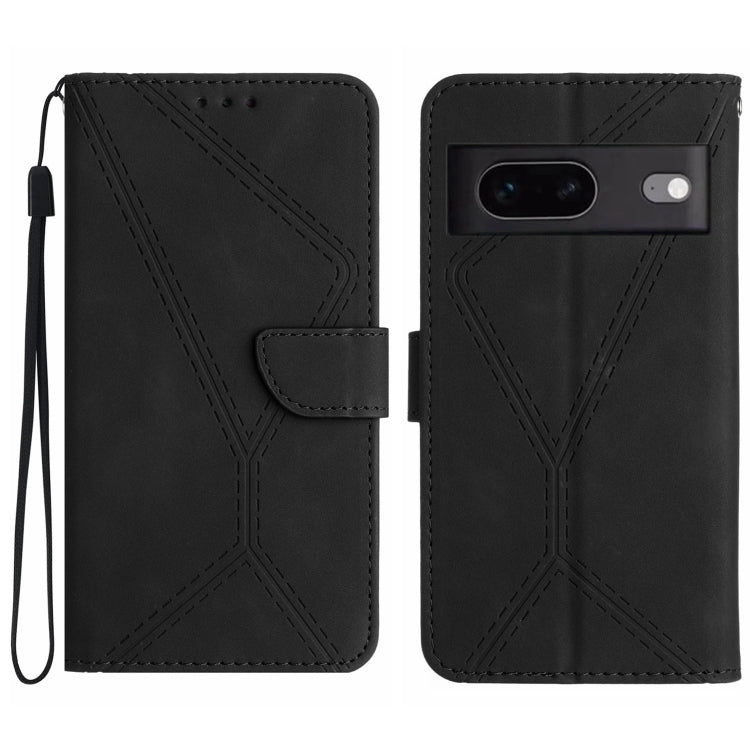 For Google Pixel 7a Stitching Embossed Leather Phone Case(Black)
