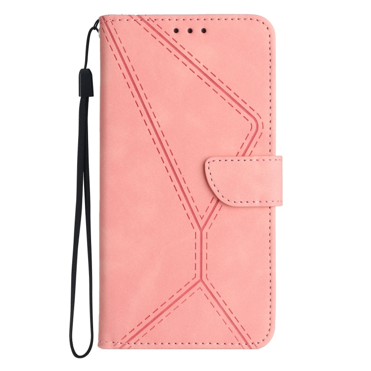 For Sony Xperia 1 V Stitching Embossed Leather Phone Case(Pink)