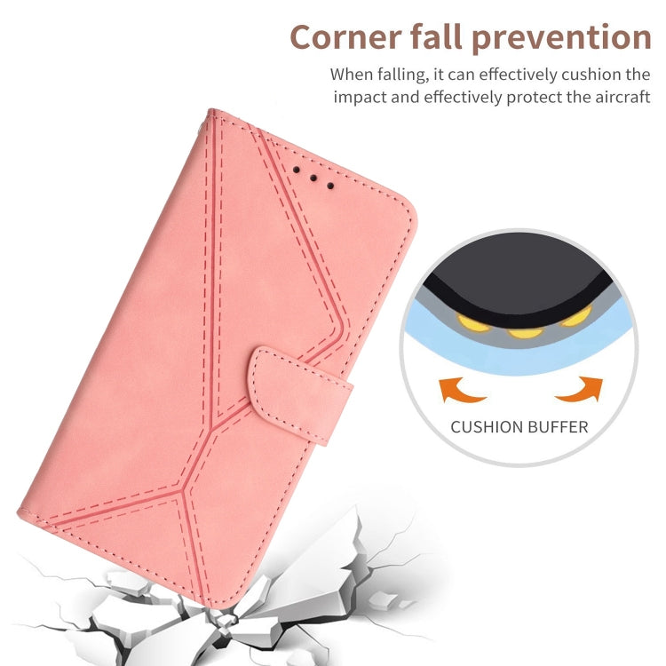 For Sony Xperia 1 V Stitching Embossed Leather Phone Case(Pink)