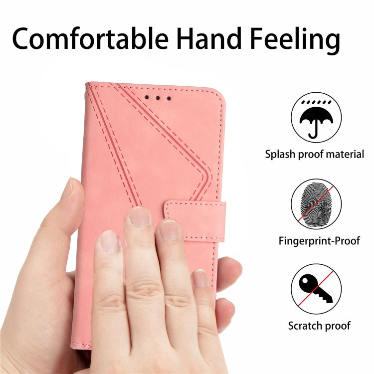 For Sony Xperia 1 V Stitching Embossed Leather Phone Case(Pink)