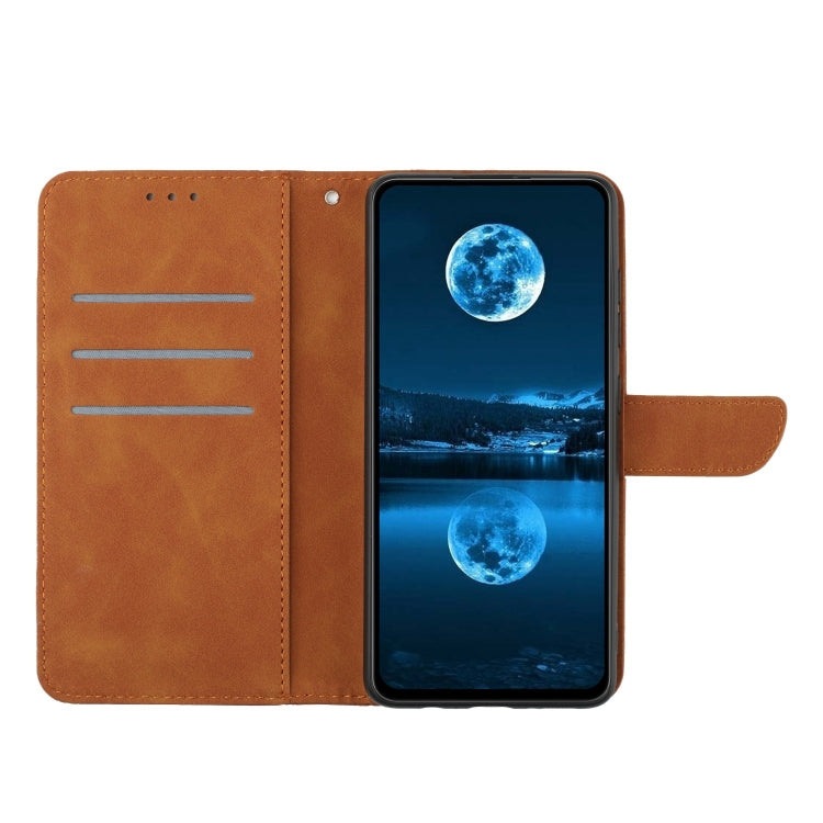 For Sony Xperia 1 V Stitching Embossed Leather Phone Case(Brown)