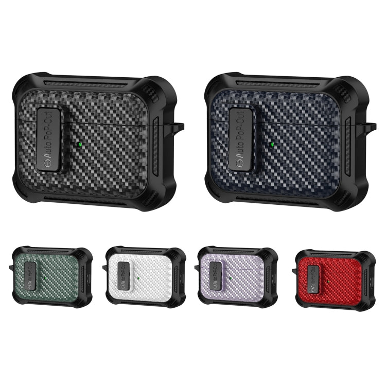 For AirPods Pro 2 Alpha Carbon Fiber Wireless Bluetooth Earphone Protective Case(White)