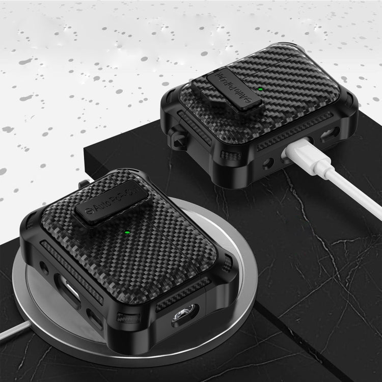 For AirPods Pro 2 Alpha Carbon Fiber Wireless Bluetooth Earphone Protective Case(White)