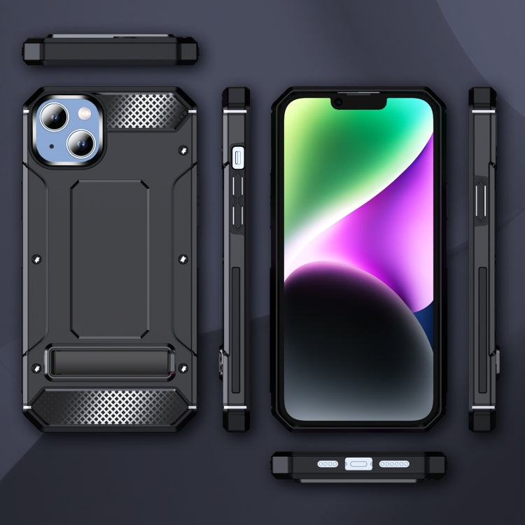 For iPhone 14 Pro Matte Holder Phone Case(Black)