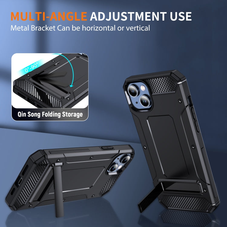 For iPhone 14 Pro Matte Holder Phone Case(Black)