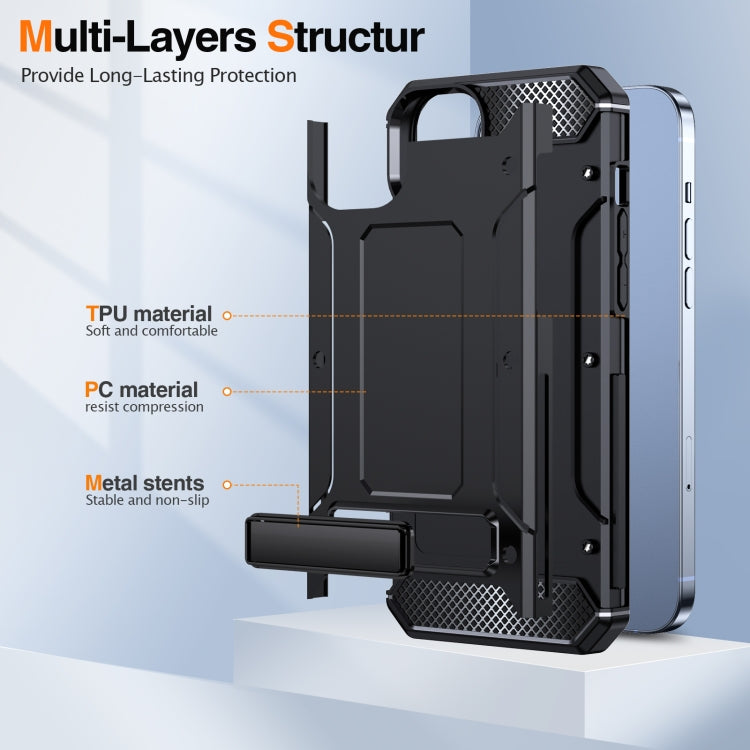 For iPhone 14 Pro Matte Holder Phone Case(Black)