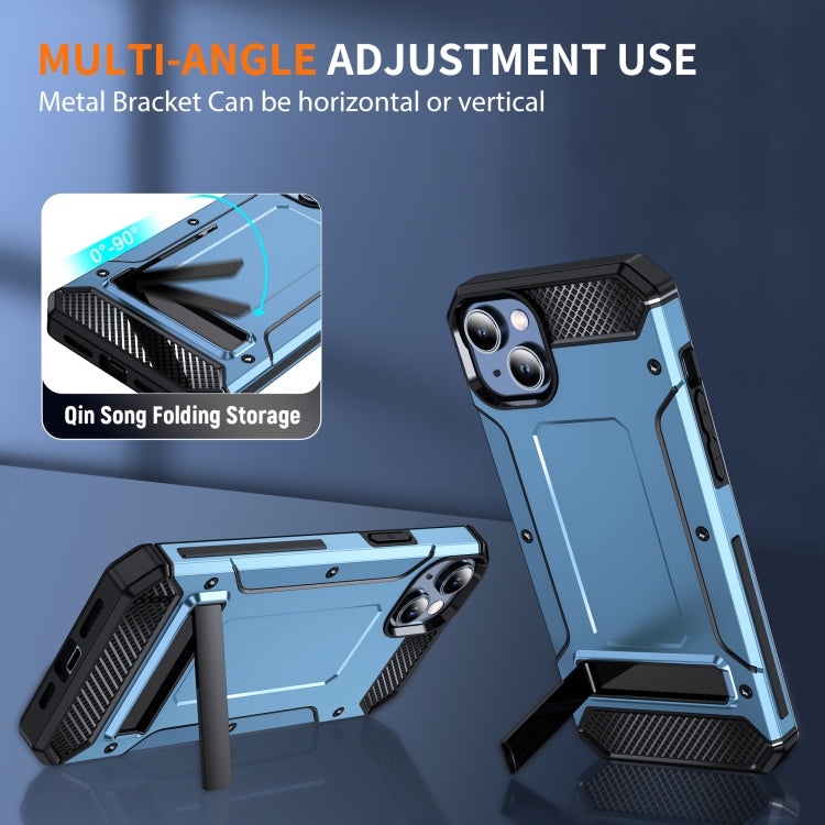 For iPhone 14 Plus Matte Holder Phone Case(Space Blue)