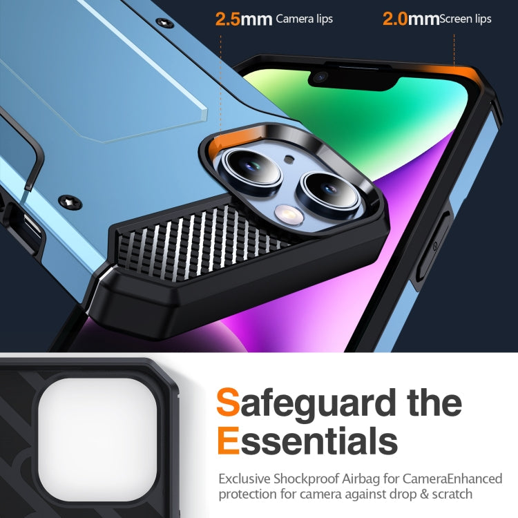 For iPhone 14 Plus Matte Holder Phone Case(Space Blue)