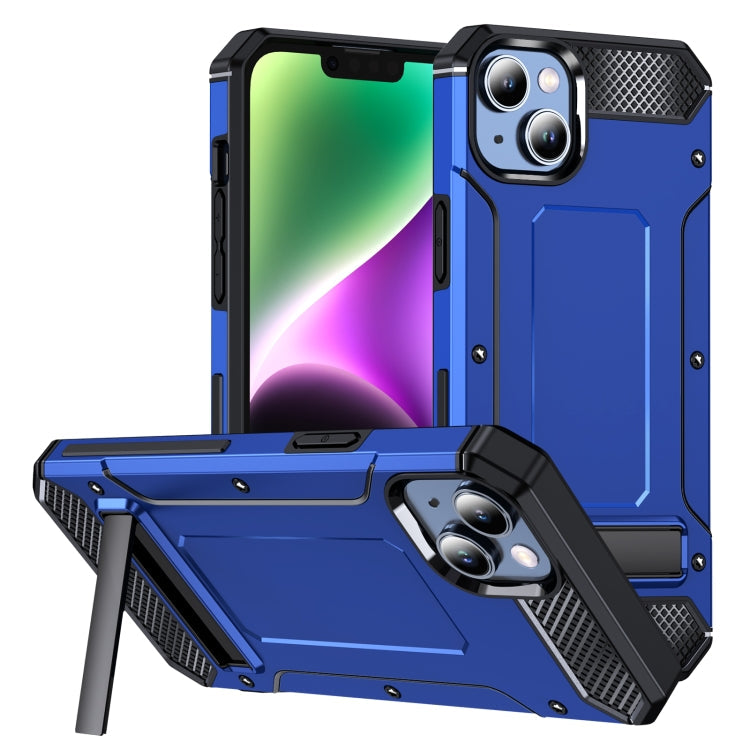 For iPhone 13 Pro Matte Holder Phone Case(Dark Blue)
