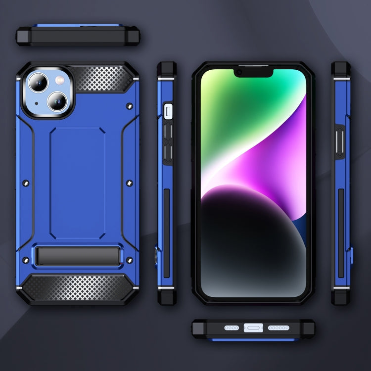 For iPhone 13 Pro Matte Holder Phone Case(Dark Blue)