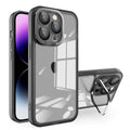 For iPhone 14 Plus Invisible Lens Bracket Matte Transparent Phone Case(Black)