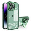 For iPhone 15 Pro Max Invisible Lens Bracket Matte Transparent MagSafe Phone Case(Dark Green)