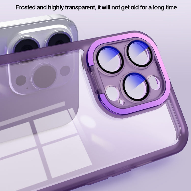 For iPhone 15 Pro Max Invisible Lens Bracket Matte Transparent MagSafe Phone Case(Dark Green)