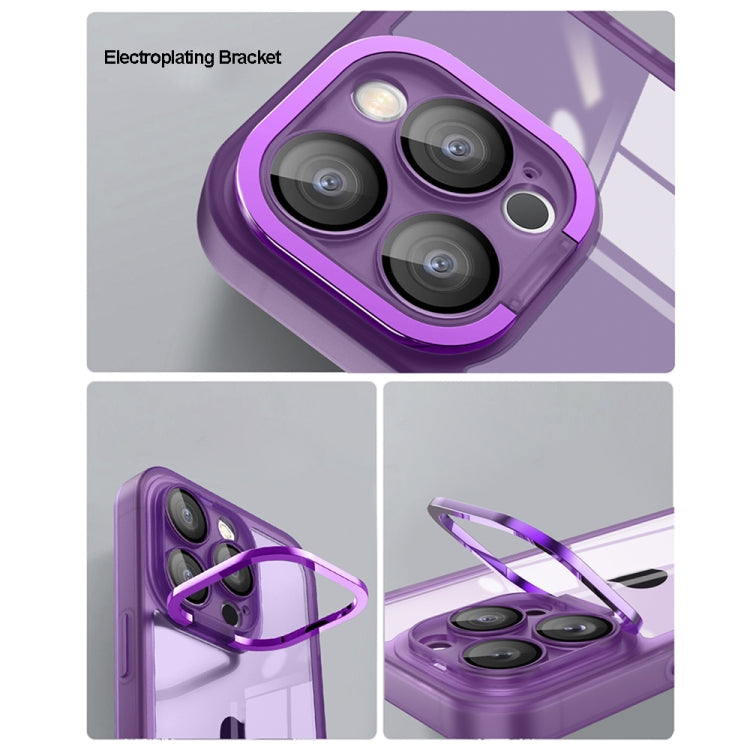 For iPhone 15 Pro Max Invisible Lens Bracket Matte Transparent MagSafe Phone Case(Dark Green)