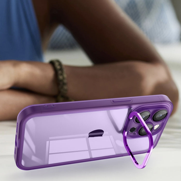 For iPhone 15 Plus Invisible Lens Bracket Matte Transparent MagSafe Phone Case(Black)