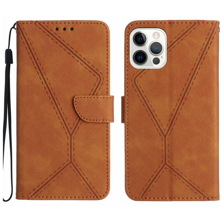 For iPhone 13 Pro Max Stitching Embossed Leather Phone Case(Brown)
