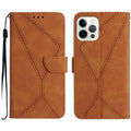 For iPhone 13 Pro Max Stitching Embossed Leather Phone Case(Brown)