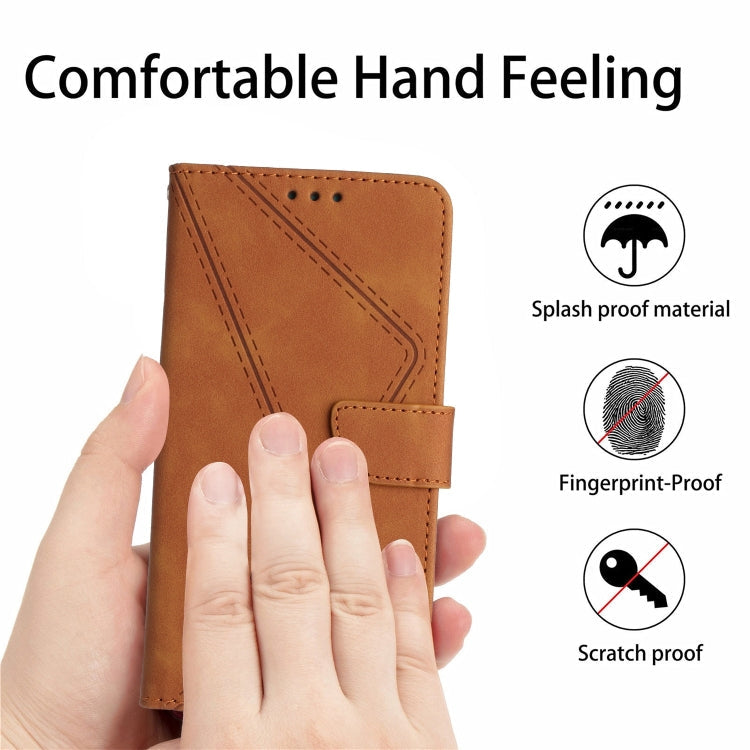 For iPhone 13 Pro Max Stitching Embossed Leather Phone Case(Brown)