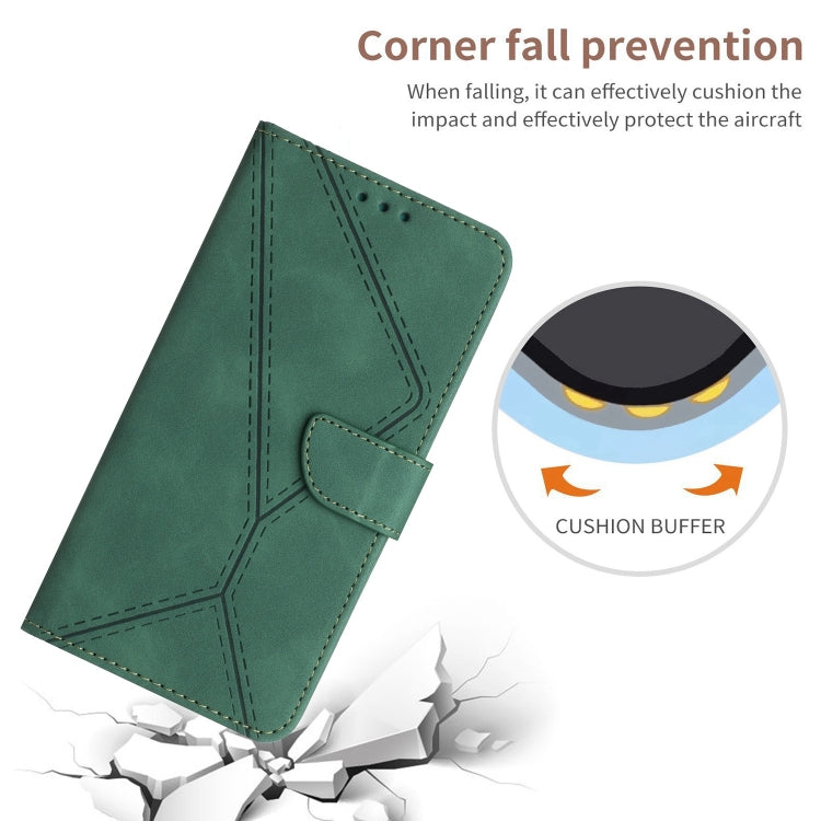 For iPhone 13 Pro Max Stitching Embossed Leather Phone Case(Green)