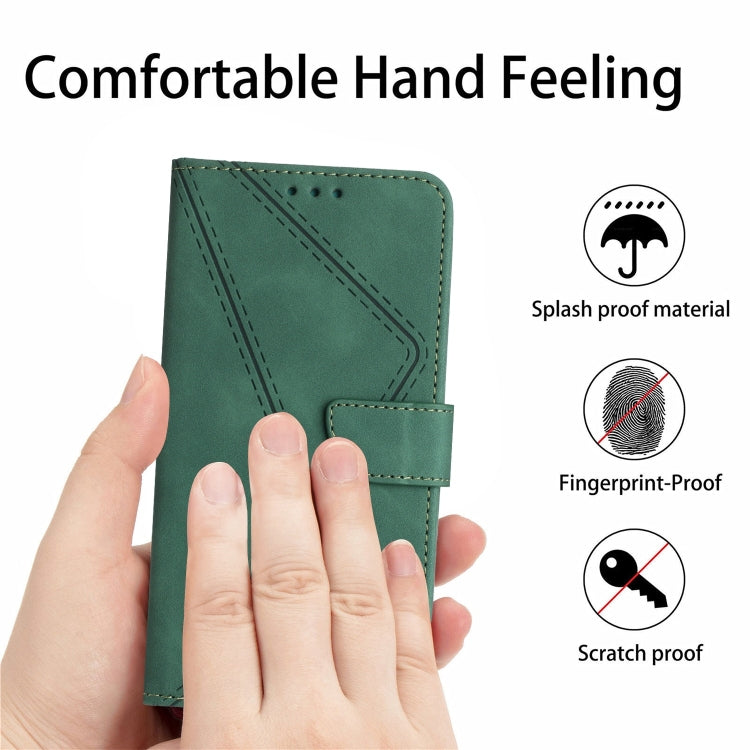 For iPhone 13 Pro Max Stitching Embossed Leather Phone Case(Green)