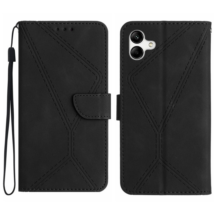 For Samsung Galaxy A04e / M04 4G Stitching Embossed Leather Phone Case(Black)