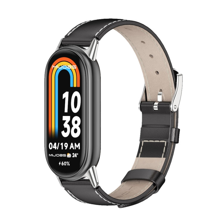 Mijobs Genuine Leather Watch Band, For Xiaomi Smart Band 10 / 9 / 8