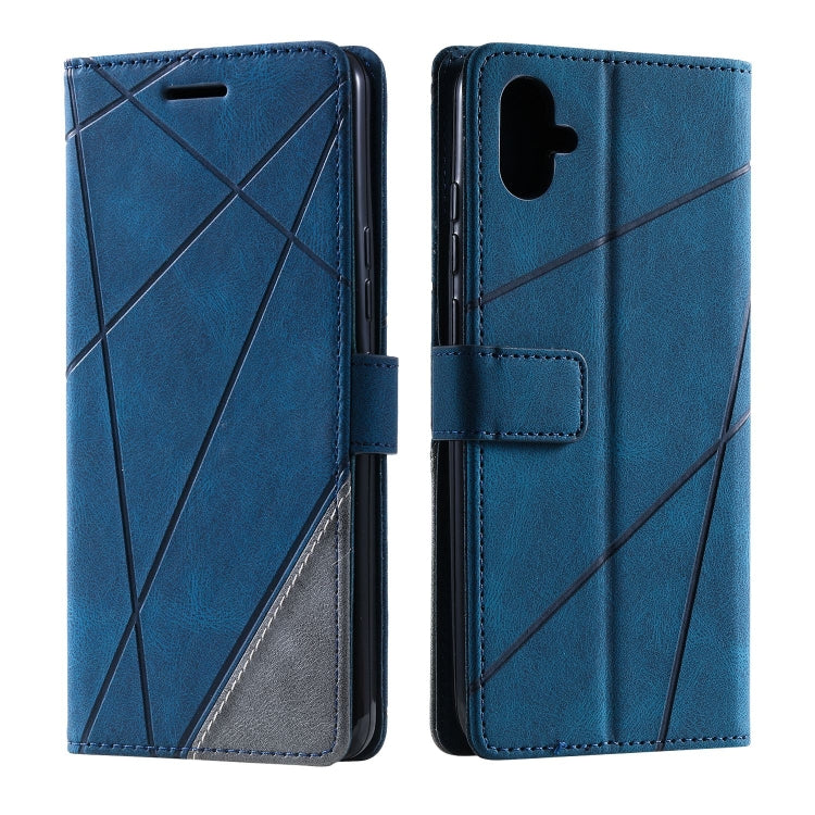 For Samsung Galaxy A04e /F04 Skin Feel Splicing Leather Phone Case(Blue)