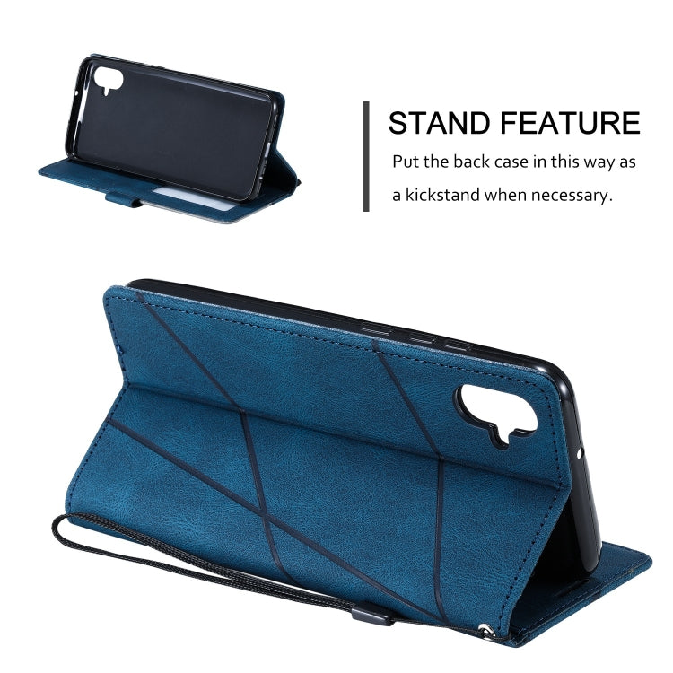 For Samsung Galaxy A04e /F04 Skin Feel Splicing Leather Phone Case(Blue)