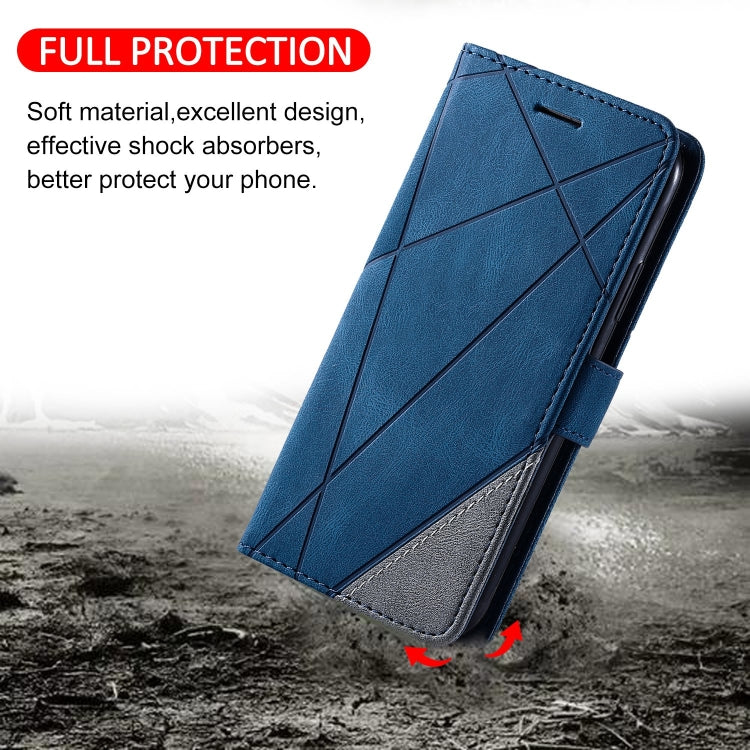 For Samsung Galaxy A04e /F04 Skin Feel Splicing Leather Phone Case(Blue)