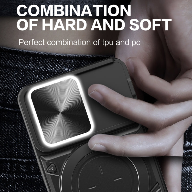 CD Texture Sliding Camshield Magnetic Holder Phone Case, For iPhone 15, For iPhone 14 Plus, For iPhone 14, For iPhone 14 Pro