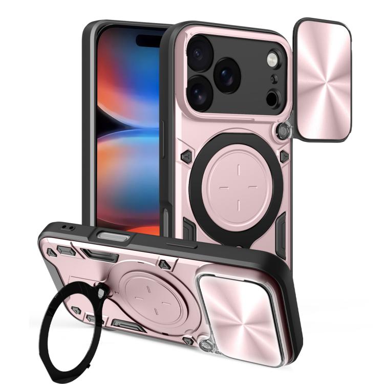 CD Texture Sliding Camshield Magnetic Holder Phone Case, For iPhone Air, For iPhone 16 Pro Max, For iPhone 16 Pro, For iPhone 16 Plus