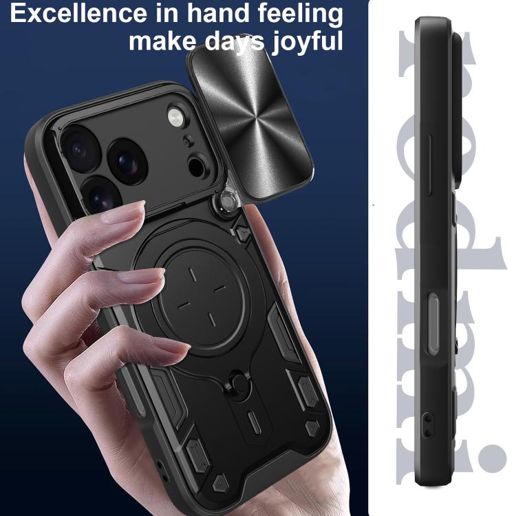 CD Texture Sliding Camshield Magnetic Holder Phone Case, For iPhone Air, For iPhone 16 Pro Max, For iPhone 16 Pro, For iPhone 16 Plus