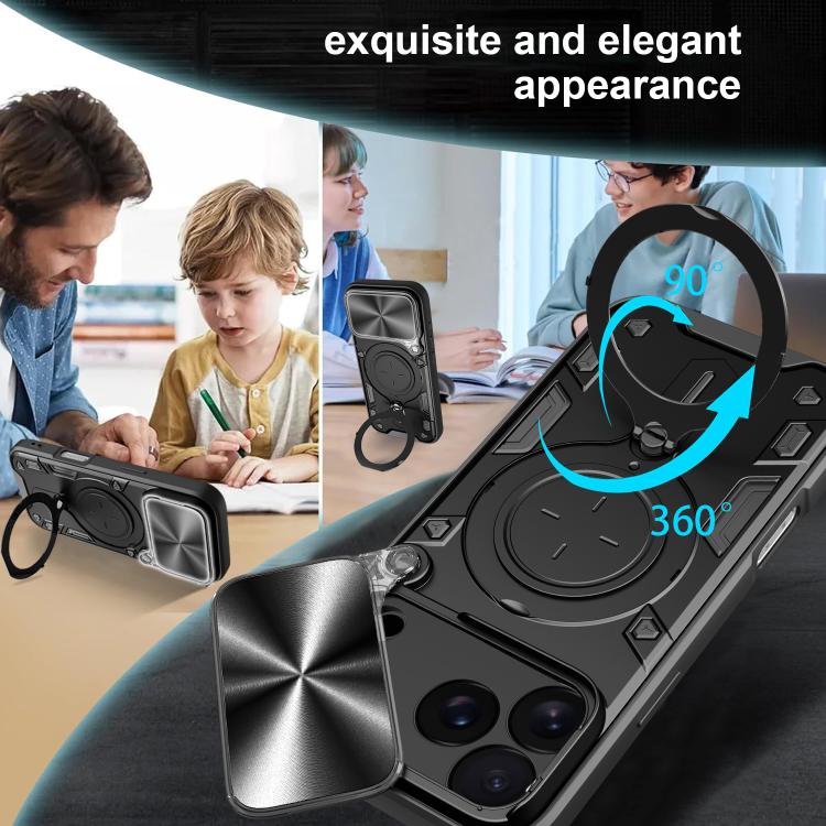 CD Texture Sliding Camshield Magnetic Holder Phone Case, For iPhone Air, For iPhone 16 Pro Max, For iPhone 16 Pro, For iPhone 16 Plus
