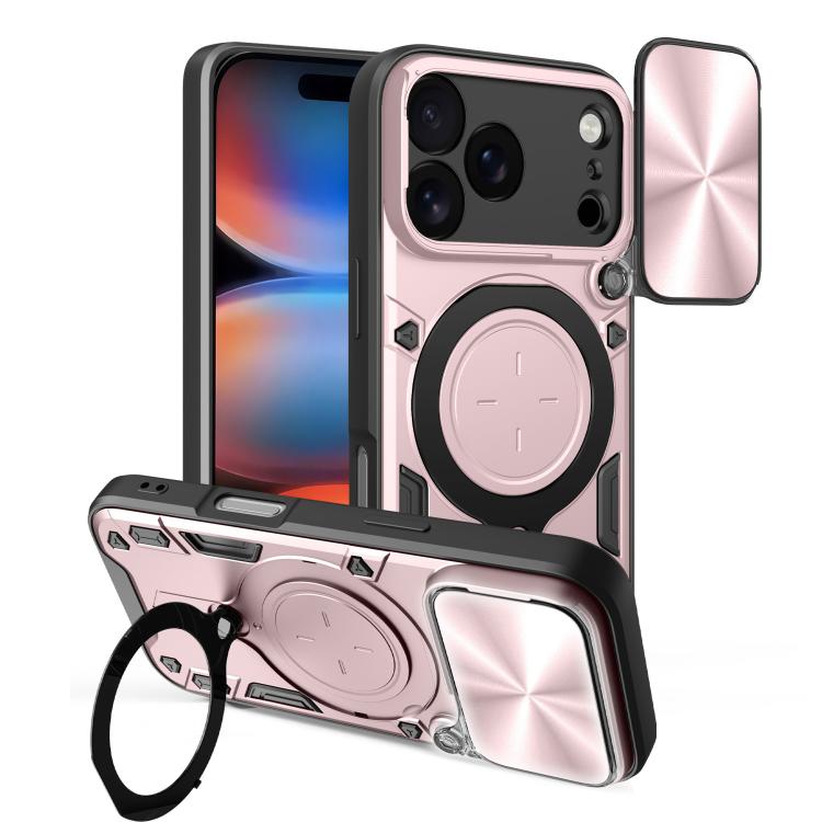 CD Texture Sliding Camshield Magnetic Holder Phone Case, For iPhone 17e / 16e, For iPhone 17 Pro Max, For iPhone 17 Pro, For iPhone 17