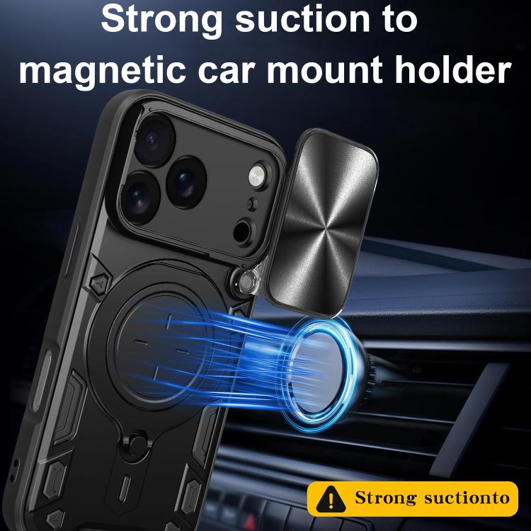 CD Texture Sliding Camshield Magnetic Holder Phone Case, For iPhone 17e / 16e, For iPhone 17 Pro Max, For iPhone 17 Pro, For iPhone 17