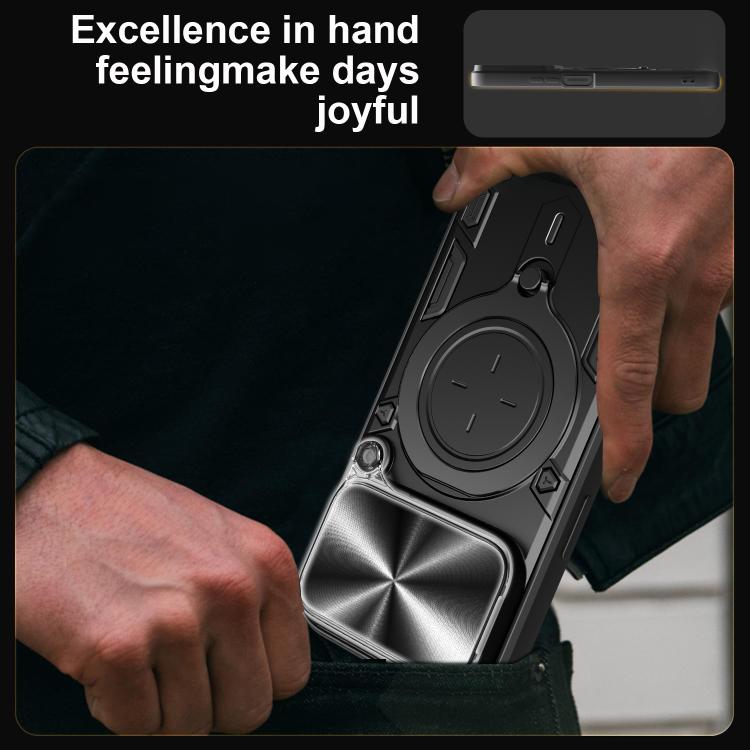 CD Texture Sliding Camshield Magnetic Holder Phone Case, For iPhone 17e / 16e, For iPhone 17 Pro Max, For iPhone 17 Pro, For iPhone 17