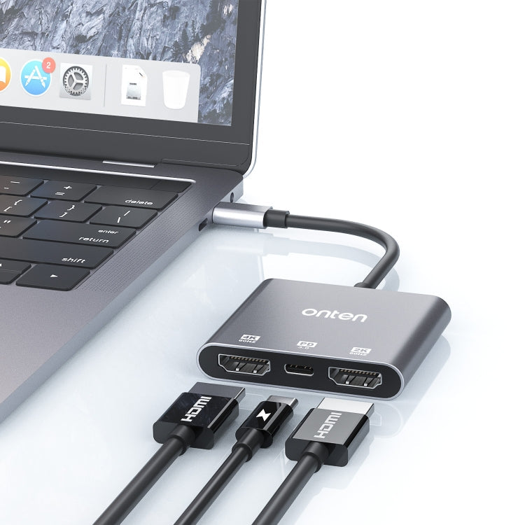 Onten 9175S 3 in 1 USB-C / Type-C to HDMI Adapter(Grey)