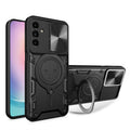 For Samsung Galaxy A24 4G CD Texture Sliding Camshield Magnetic Holder Phone Case(Black)