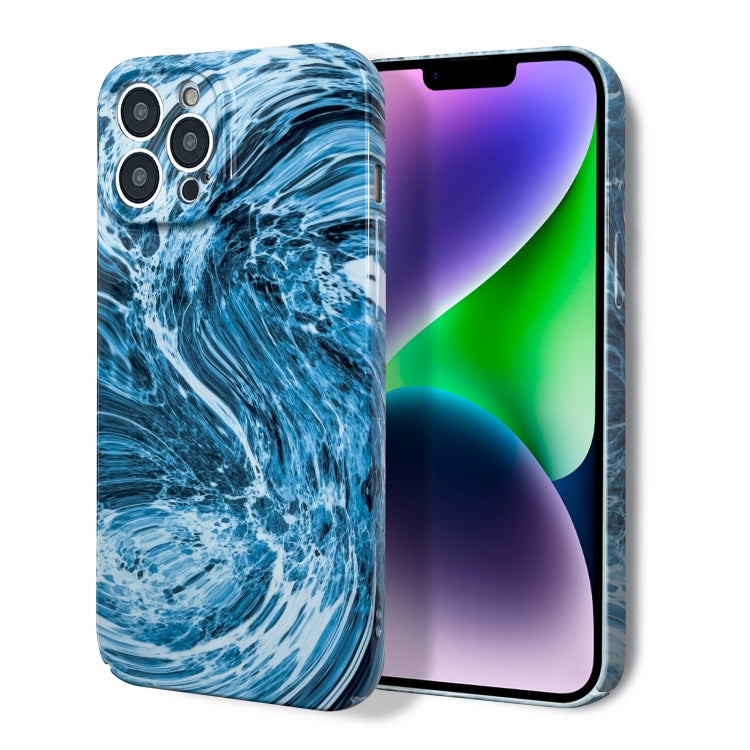 For iPhone 11 Marble Pattern Phone Case(Navy Blue White)