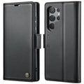For Samsung Galaxy S23 Ultra 5G CaseMe 023 Butterfly Buckle Litchi Texture RFID Anti-theft Leather Phone Case(Black)