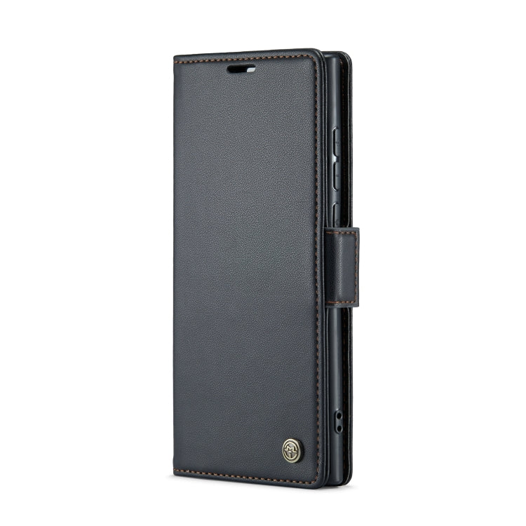 For Samsung Galaxy S23 Ultra 5G CaseMe 023 Butterfly Buckle Litchi Texture RFID Anti-theft Leather Phone Case(Black)