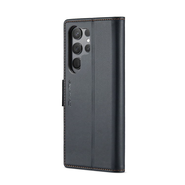 For Samsung Galaxy S23 Ultra 5G CaseMe 023 Butterfly Buckle Litchi Texture RFID Anti-theft Leather Phone Case(Black)