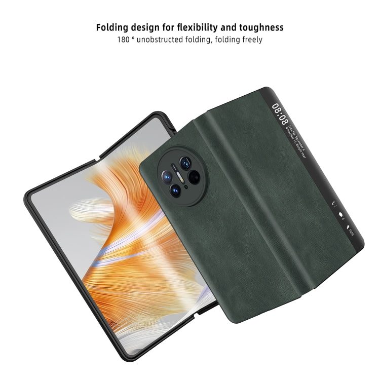 For Huawei Mate X3 Retro Magnetic Side Window View Leather Smart Phone Case(Silver)